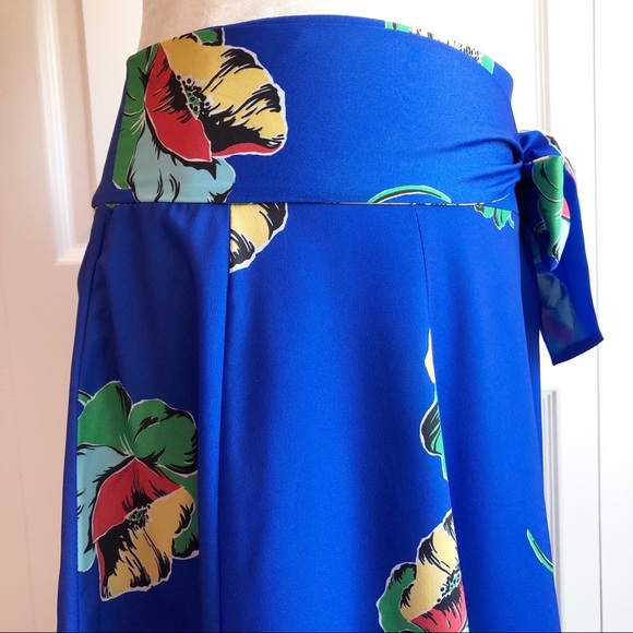 Isani for Target Blue Tropical Floral Print Skirt with Tie - Picture 5 of 15